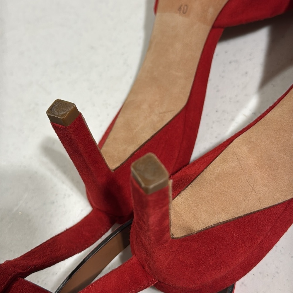 Rosetta Getty Red Pointy Toe Heels Size 40 - Picture 5 of 9